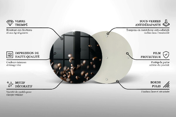 Skärbräda glas unik Fallande kaffebönor