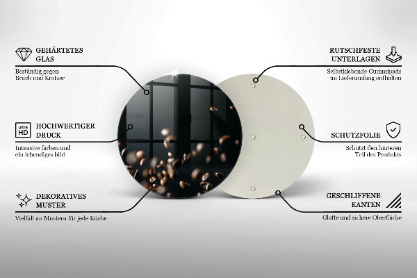 Skärbräda glas unik Fallande kaffebönor