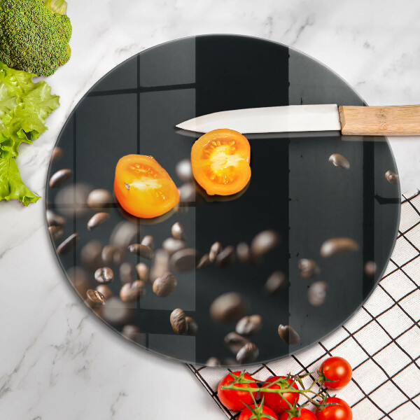 Skärbräda glas unik Fallande kaffebönor