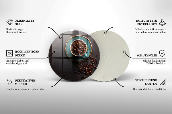 Skärbräda glas unik En kopp kaffebönor