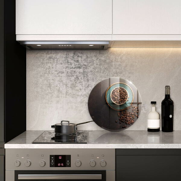 Skärbräda glas unik En kopp kaffebönor