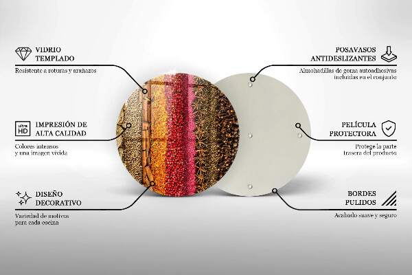 Skärbräda glas unik Färgglada kryddor