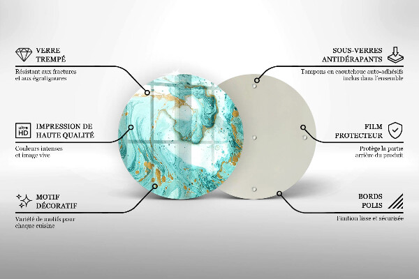 Skärbräda glas unik Blå abstraktion