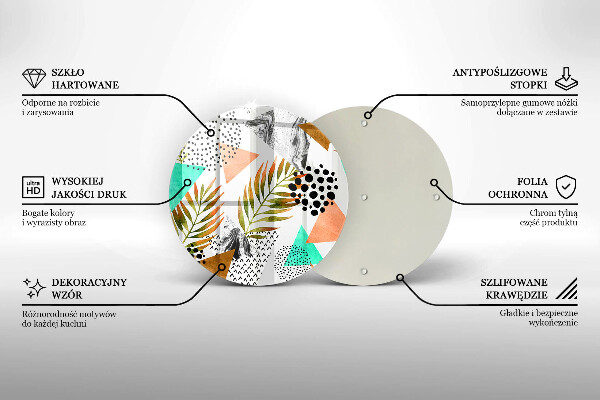 Skärbräda glas unik Boho löv mönster