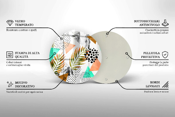 Skärbräda glas unik Boho löv mönster