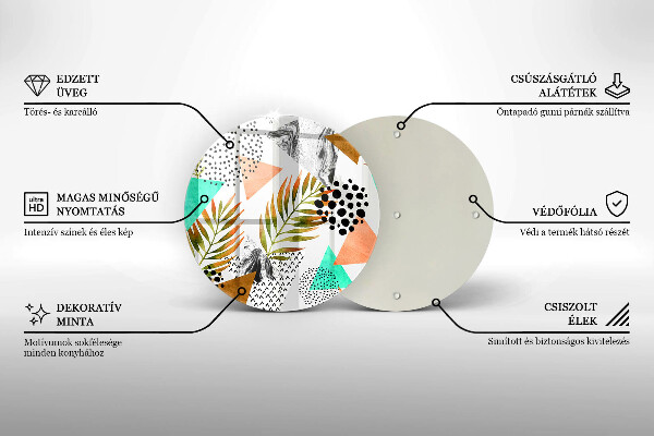 Skärbräda glas unik Boho löv mönster
