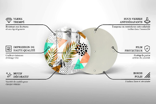 Skärbräda glas unik Boho löv mönster