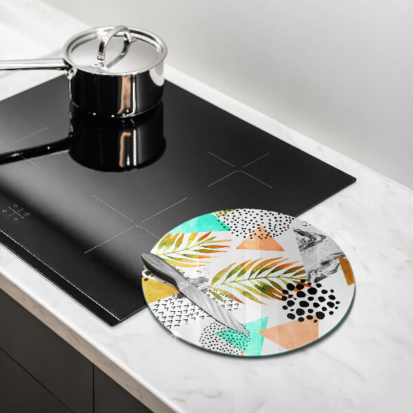 Skärbräda glas unik Boho löv mönster