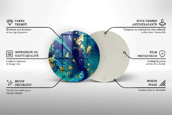 Skärbräda glas unik Abstraktion med guld