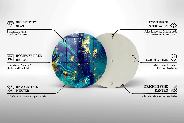 Skärbräda glas unik Abstraktion med guld