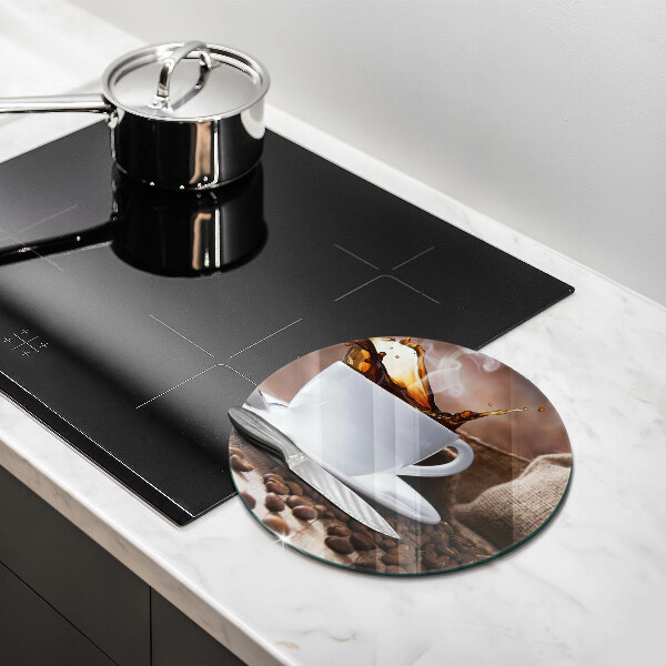 Skärbräda glas unik Kopp och kaffebönor