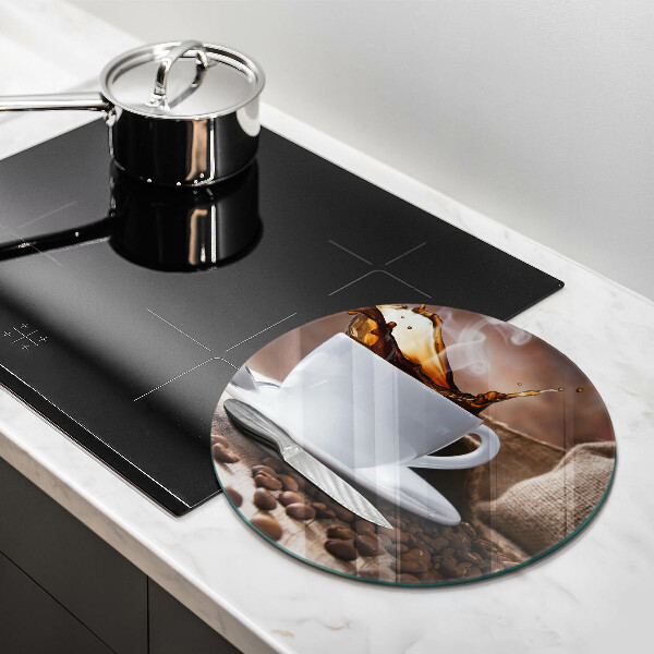 Skärbräda glas unik Kopp och kaffebönor