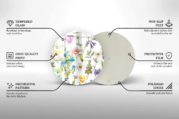 Skärbräda glas unik Blommor illustration