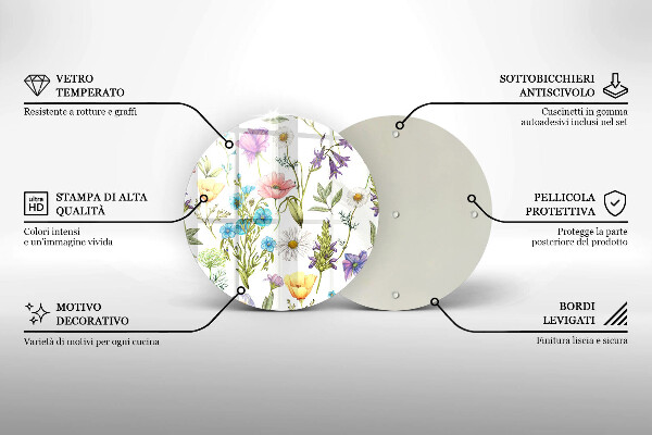 Skärbräda glas unik Blommor illustration