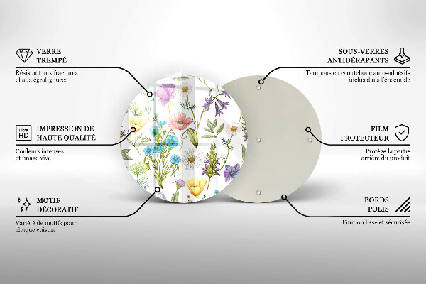 Skärbräda glas unik Blommor illustration