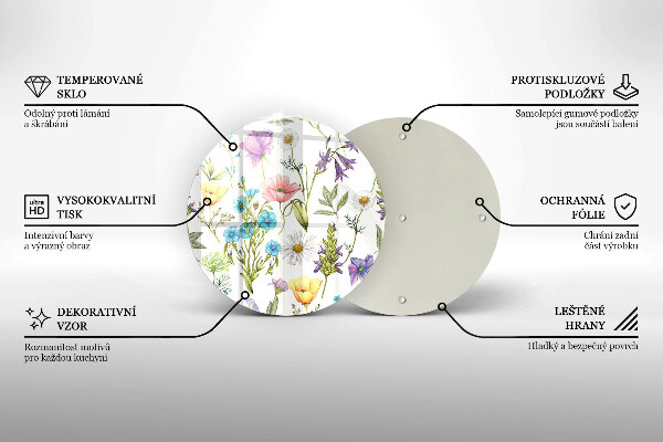 Skärbräda glas unik Blommor illustration