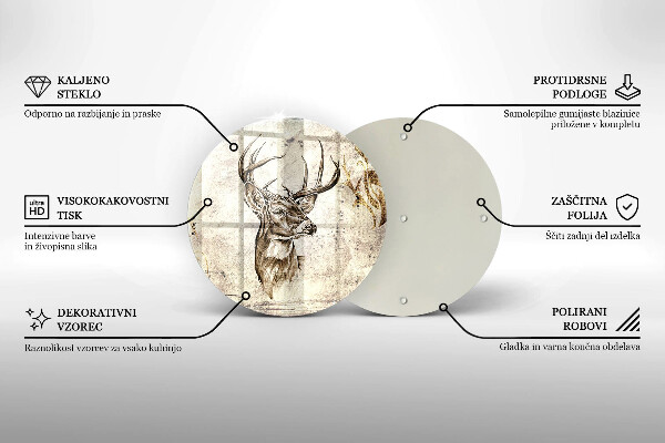Skärbräda glas unik Rådjur djur illustration