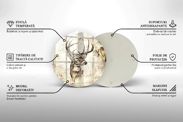 Skärbräda glas unik Rådjur djur illustration