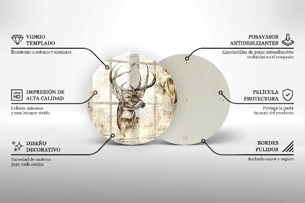 Skärbräda glas unik Rådjur djur illustration