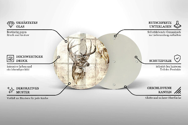 Skärbräda glas unik Rådjur djur illustration