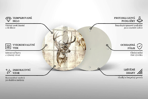 Skärbräda glas unik Rådjur djur illustration