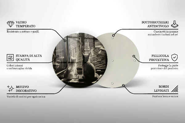 Skärbräda glas unik Katter stad och fönster