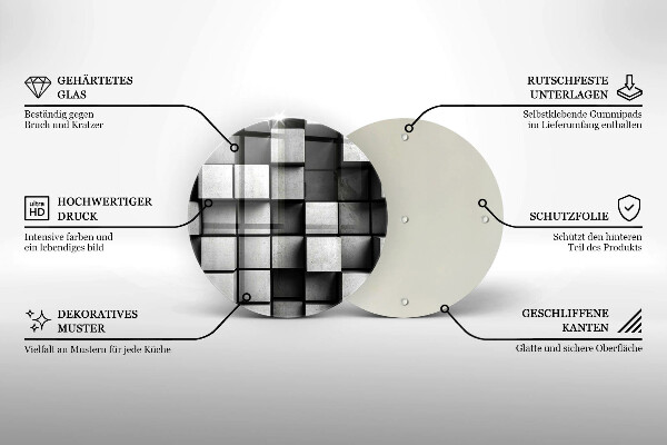 Skärbräda glas unik Abstrakta 3D rutor