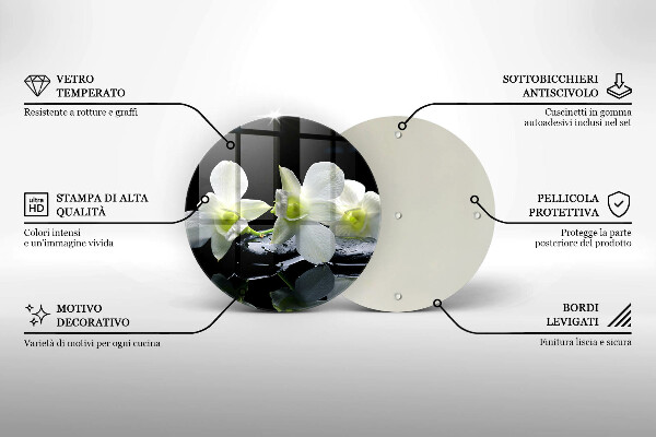 Skärbräda glas unik Vita blommor i Zen vatten