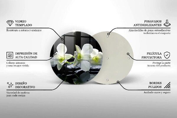 Skärbräda glas unik Vita blommor i Zen vatten