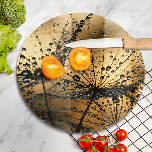 Skärbräda glas unik Dagg och maskrosor