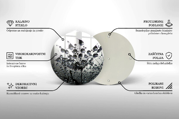 Skärbräda glas unik Maskrosor och dagg