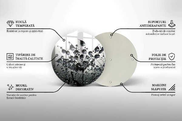 Skärbräda glas unik Maskrosor och dagg