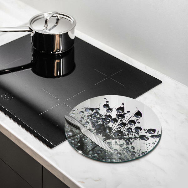 Skärbräda glas unik Maskrosor och dagg