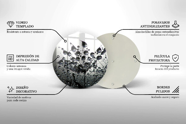 Skärbräda glas unik Maskrosor och dagg