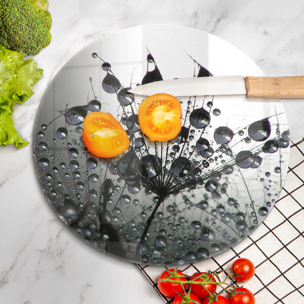 Skärbräda glas unik Maskrosor och dagg