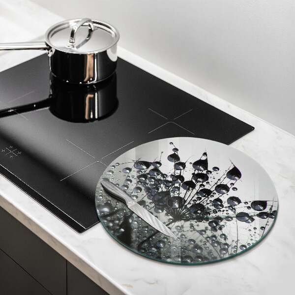 Skärbräda glas unik Maskrosor och dagg