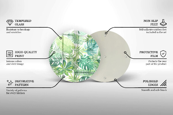 Skärbräda glas unik Akvarell boho blad