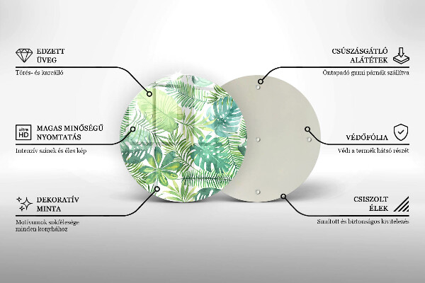 Skärbräda glas unik Akvarell boho blad