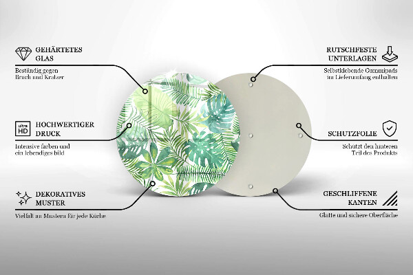 Skärbräda glas unik Akvarell boho blad