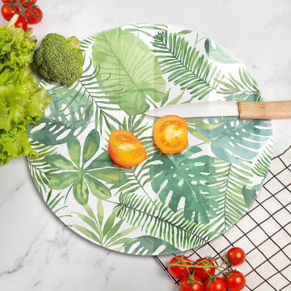 Skärbräda glas unik Akvarell boho blad