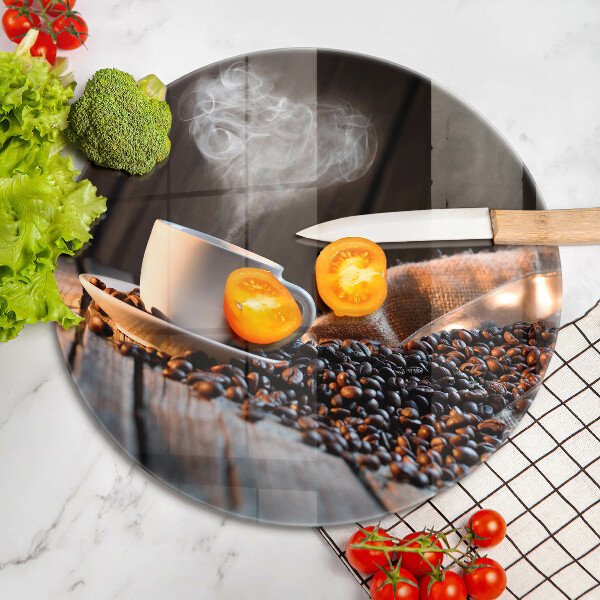 Skärbräda glas unik Kaffekopp och hjärta