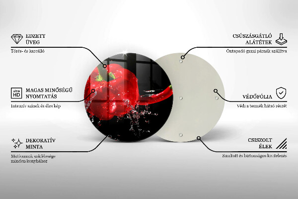 Skärbräda glas unik Röd paprika i vatten