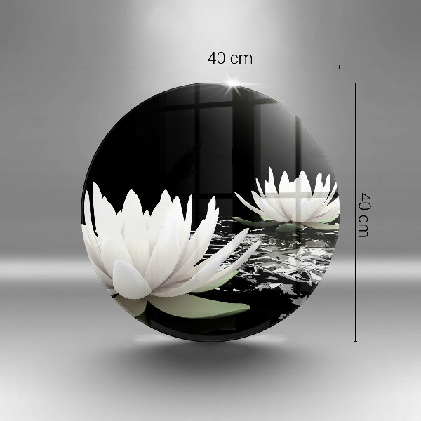 Skärbräda glas unik Vita liljor på vattnet