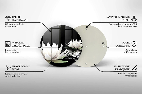 Skärbräda glas unik Vita liljor på vattnet