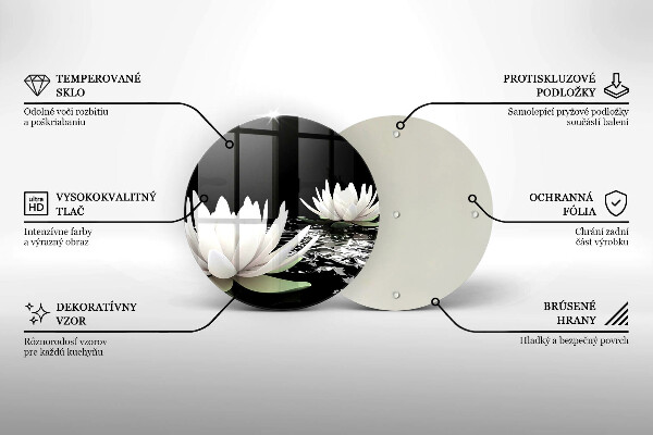 Skärbräda glas unik Vita liljor på vattnet