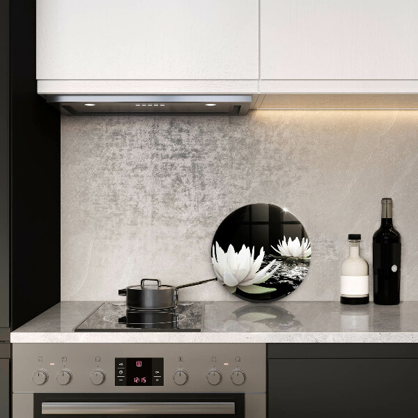 Skärbräda glas unik Vita liljor på vattnet