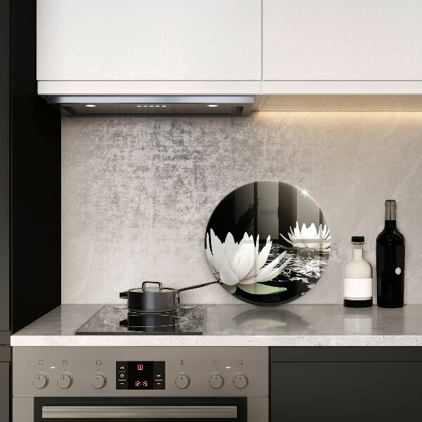 Skärbräda glas unik Vita liljor på vattnet