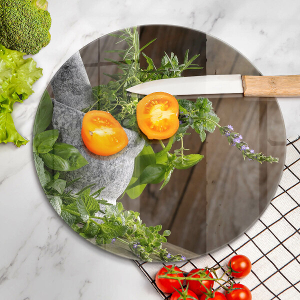 Skärbräda glas unik Planterar örter och trä