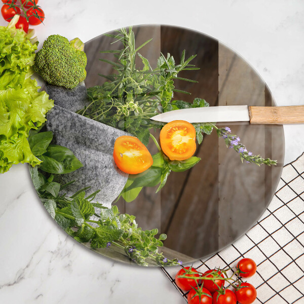 Skärbräda glas unik Planterar örter och trä