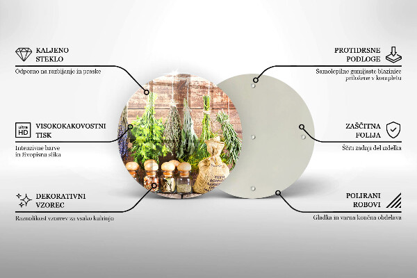 Skärbräda glas unik Örter kryddor och trä